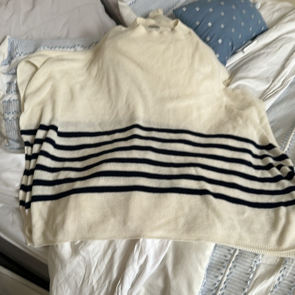 J. Crew Navy and White Striped Sweater